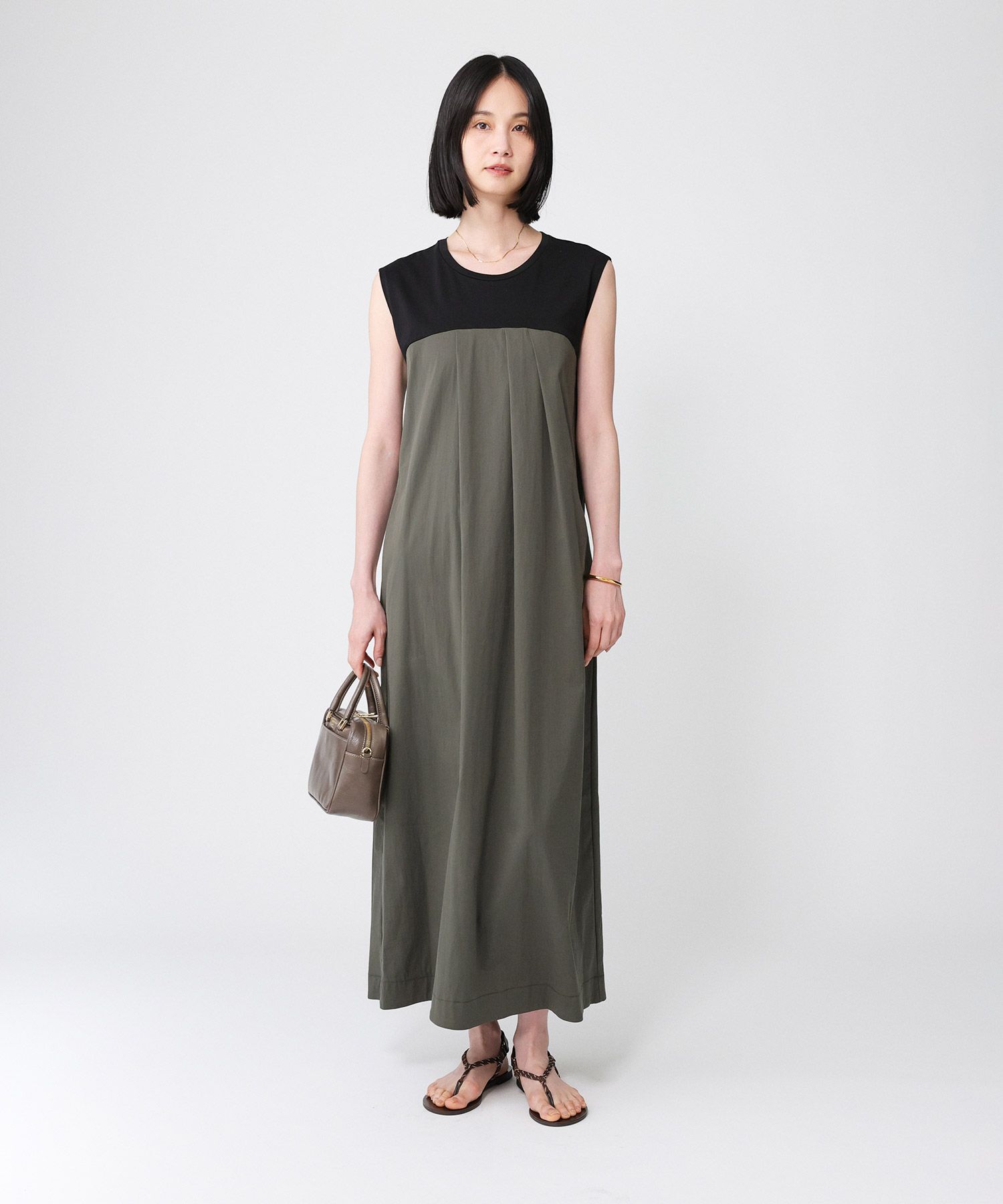 【バビロン/BABYLONE】 バイカラーマキシワンピース