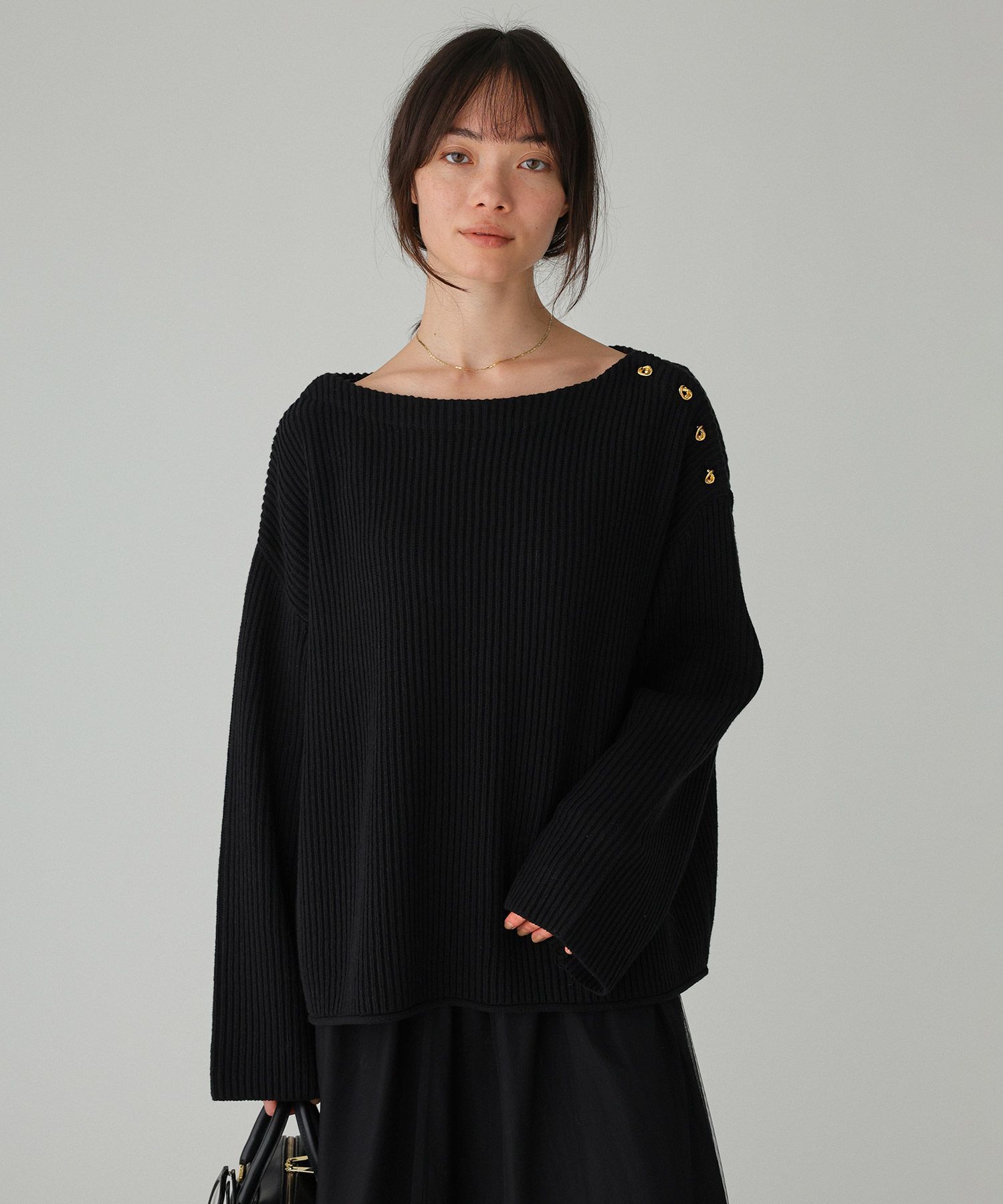 【バビロン/BABYLONE】 ショルダーボタンニットプルオーバー