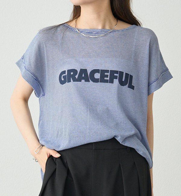 【ピュアルセシン/PUAL CE CIN】 ミジンボーダーロゴプリントTシャツ