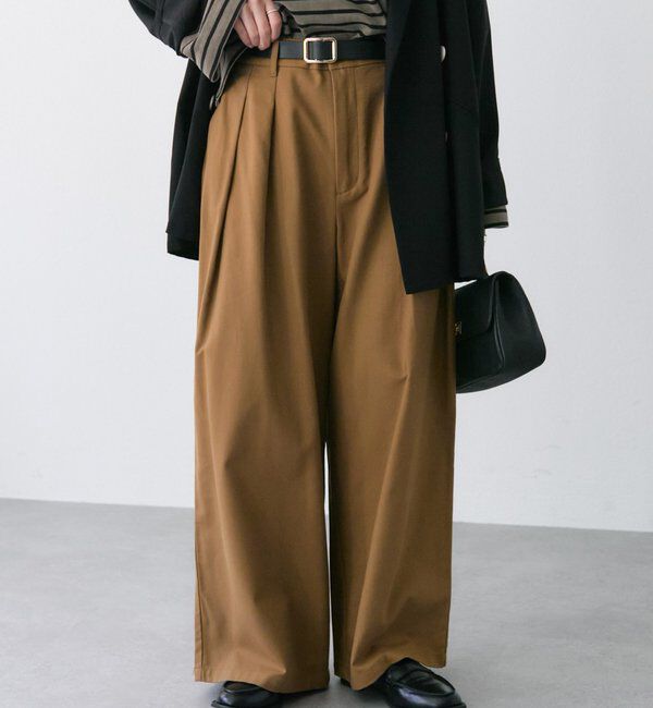 【ピュアルセシン/PUAL CE CIN】 コットンレーヨンツータックワイドパンツ