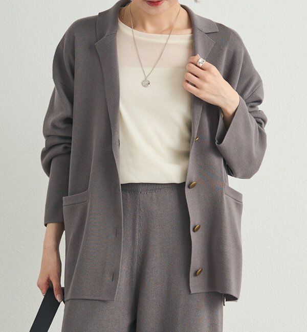 【ピュアルセシン/PUAL CE CIN】 【セットアップ対応】ニットテーラードジャケット