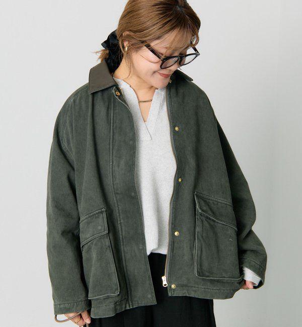 【ピュアルセシン/PUAL CE CIN】 フェイクレザー襟カバーオールジャケット