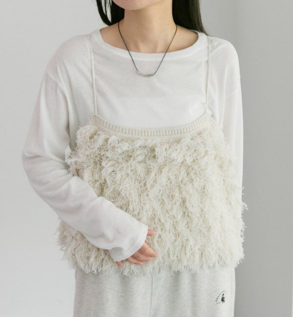 【ピュアルセシン/PUAL CE CIN】 フリンジジャガードニット細紐ビスチェ