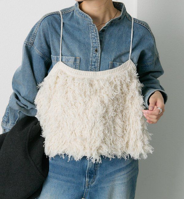 【ピュアルセシン/PUAL CE CIN】 フリンジジャガードニット細紐ビスチェ