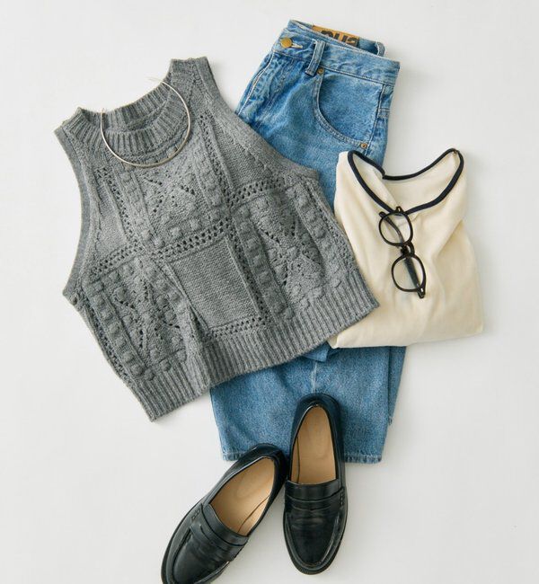 【ピュアルセシン/PUAL CE CIN】 ポップコーン編みニットベスト