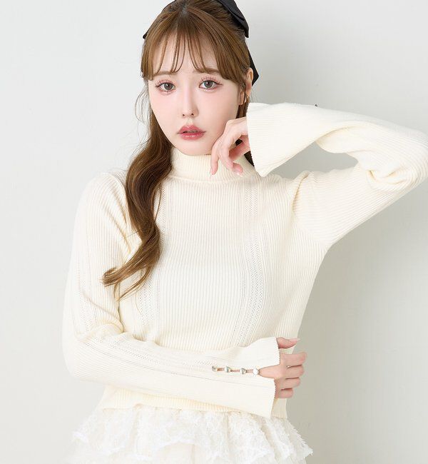 【ワンアフターアナザー　ナイスクラップ/one after another NICE CLAUP】 アイレットプチハイネックニット