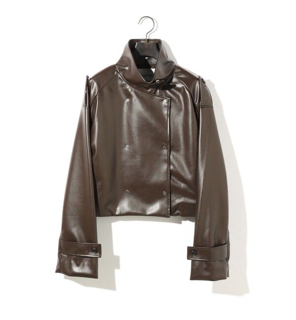 【マーコート/MARcourt】 MIDIUMISOLID for Ladies シンセティックレザーダブルトレンチジャケット