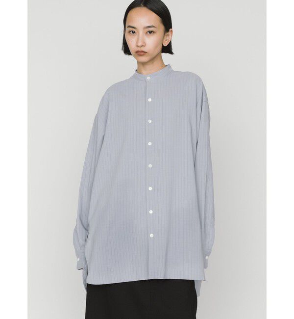 【マーコート/MARcourt】 MIDIUMISOLID バンドカラーロングシャツ