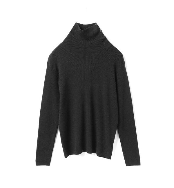 【マーコート/MARcourt】 mizuiro ind ボタン付きリブハイネックプルオーバー