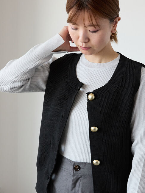 【テチチ/Te chichi】 ラメ混クルーネックリブニット