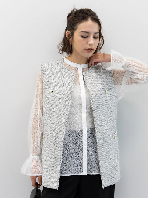 【テチチ/Te chichi】 【セレモニーアイテム】フリンジツイードジレ