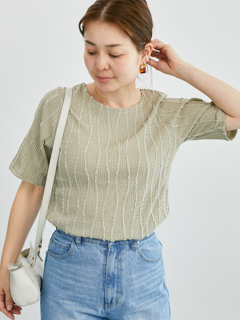 モテ系ファッションメンズ|【テチチ/Te chichi】 フリンジクルーネック半袖トップス