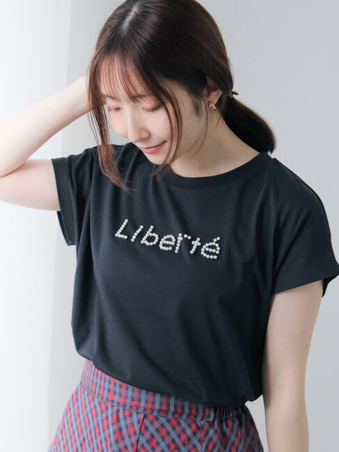 【テチチ/Te chichi】 【接触冷感】パールロゴフレンチ袖Tシャツ