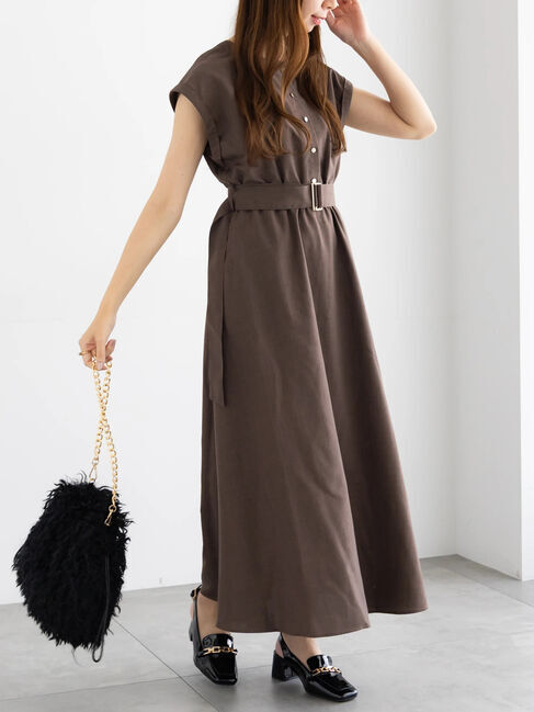 【テチチ/Te chichi】 リネンライクウエストマークワンピース