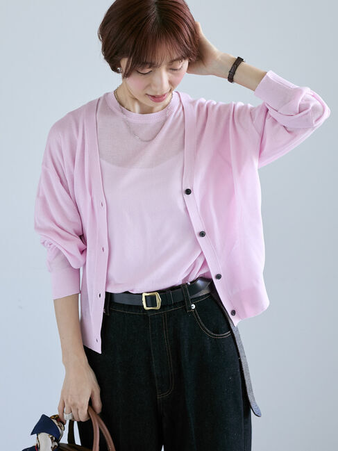 【テチチ/Te chichi】 麻タッチVネックカーディガン