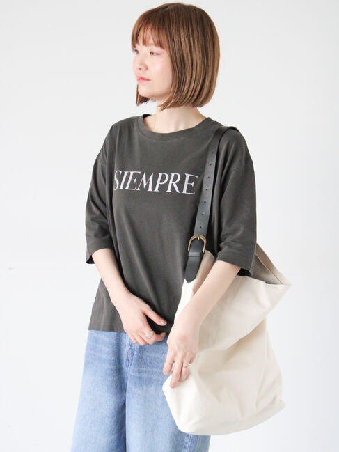 【テチチ/Te chichi】 ピグメントグリッターロゴ7分袖Tシャツ