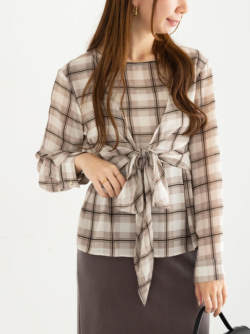 【テチチ/Te chichi】 ウエストリボンシアーチェックブラウス