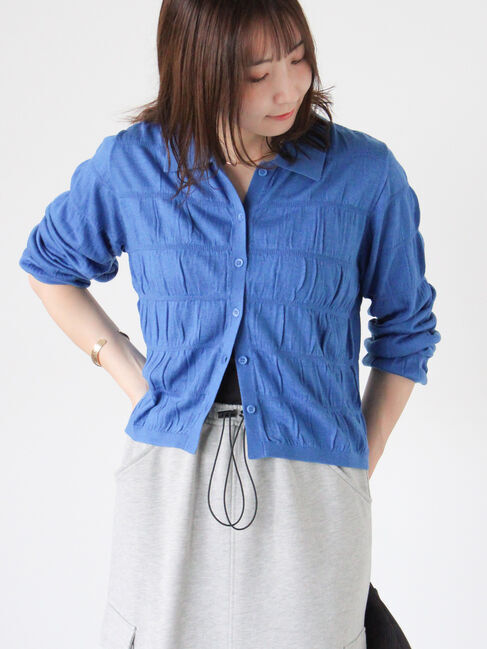 モテ系ファッションメンズ|【テチチ/Te chichi】 シャーリング衿付きカーディガン《2025autumn catalog item》