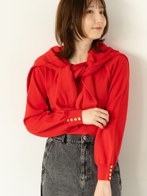 【テチチ/Te chichi】 袖口金釦クルーネックニット