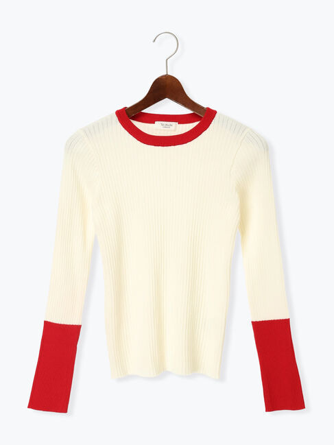 【テチチ/Te chichi】 袖バイカラーリブニット