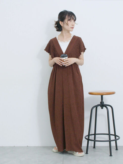 【サマンサモスモス/Samansa Mos2】 楊柳ワイドロンパース