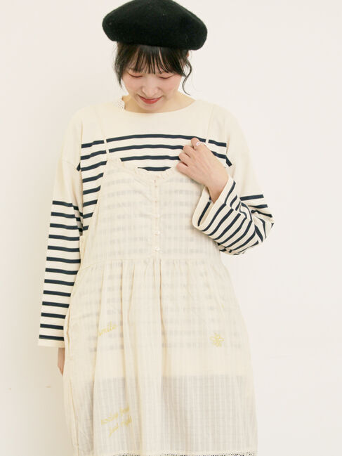 【サマンサモスモス/Samansa Mos2】 パネルボーダーロングスリーブカットソー