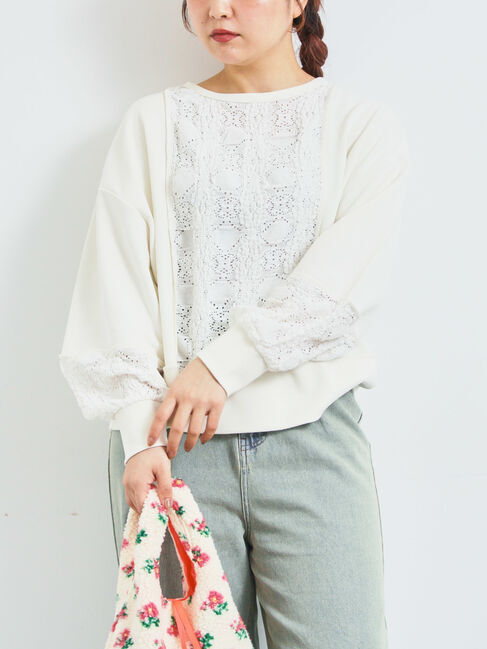 ファッションメンズお薦め|【サマンサモスモス/Samansa Mos2】 レース切替裏毛プルオーバー