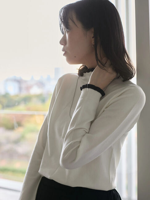 【サマンサモスモス/Samansa Mos2】 配色フリル衿ニットプルオーバー