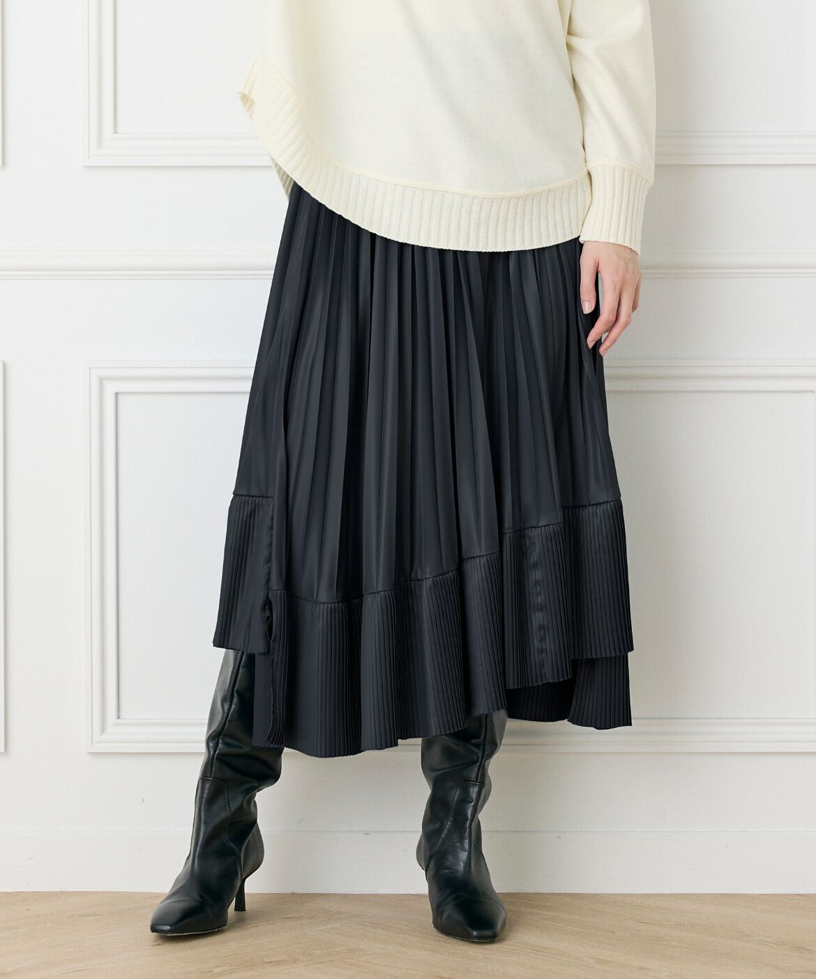 【スーペリアクローゼット/SUPERIOR CLOSET】 《大きいサイズ》ダイヤモンド加工プリーツスカート