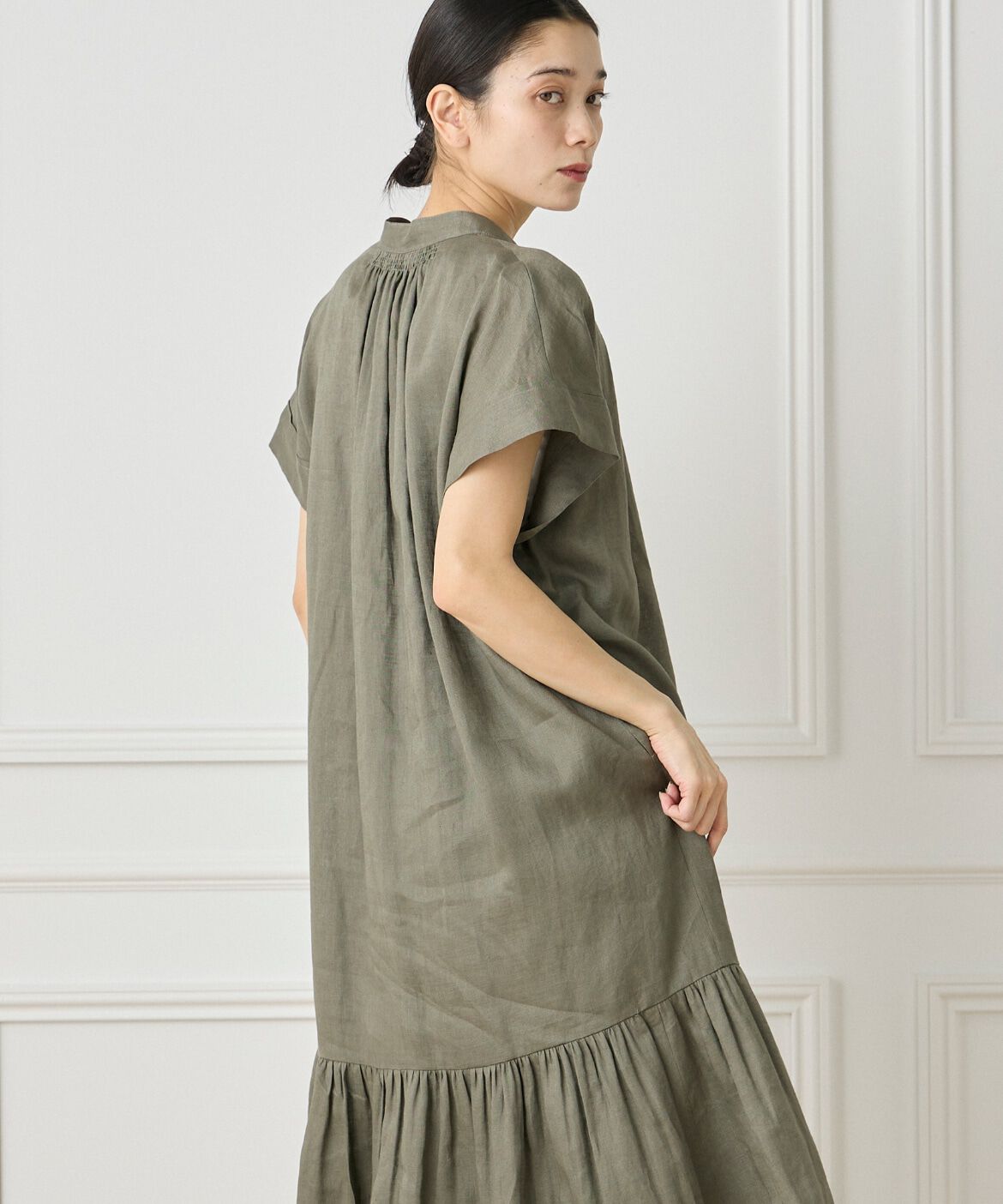 【スーペリアクローゼット/SUPERIOR CLOSET】 リネンギャザーデザインワンピース