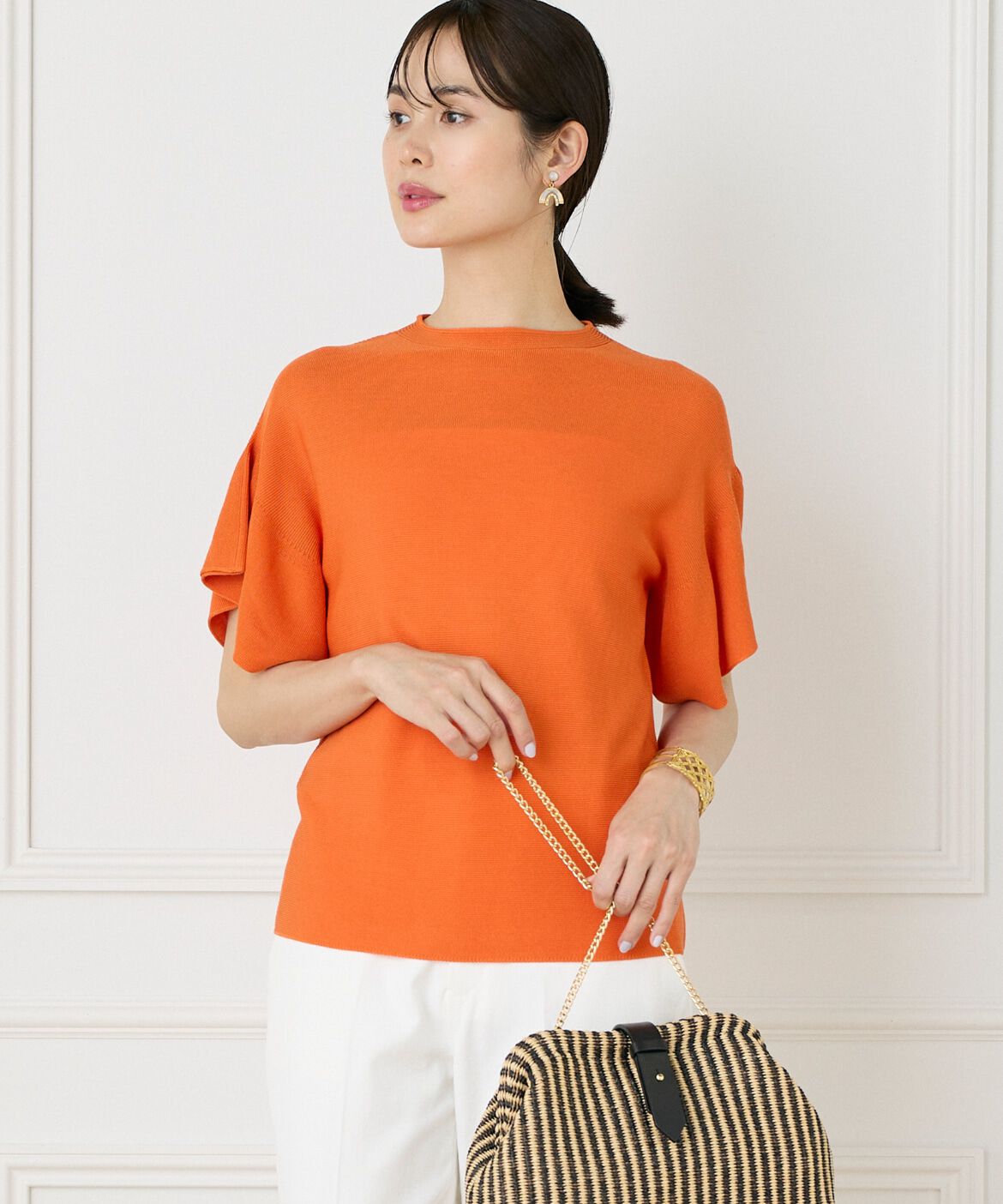 【スーペリアクローゼット/SUPERIOR CLOSET】 《WEB限定》ガーター編みフレアスリーブサマーニット《Cuoo》