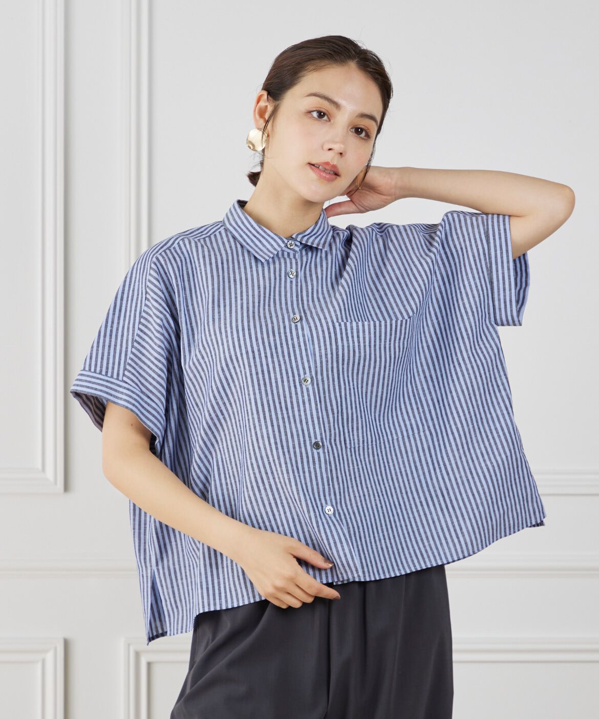 【スーペリアクローゼット/SUPERIOR CLOSET】 《大きいサイズ》シャツカラーワイドシルエットシャツ