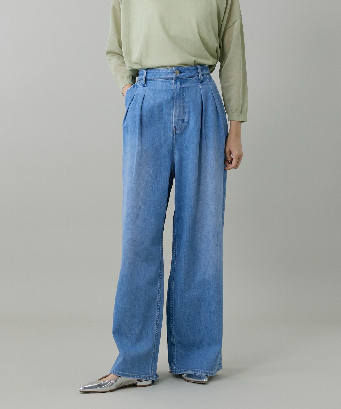 ファッションメンズなら|【スーペリアクローゼット/SUPERIOR CLOSET】 INED別注 ツータックワイドデニム Lemongrass《Healthy DENIM》