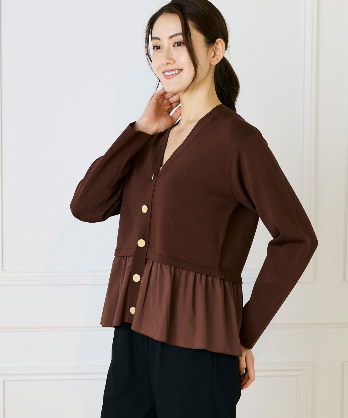 ファッションメンズお薦め|【スーペリアクローゼット/SUPERIOR CLOSET】 《大きいサイズ》異素材フリルミラノリブカーディガン