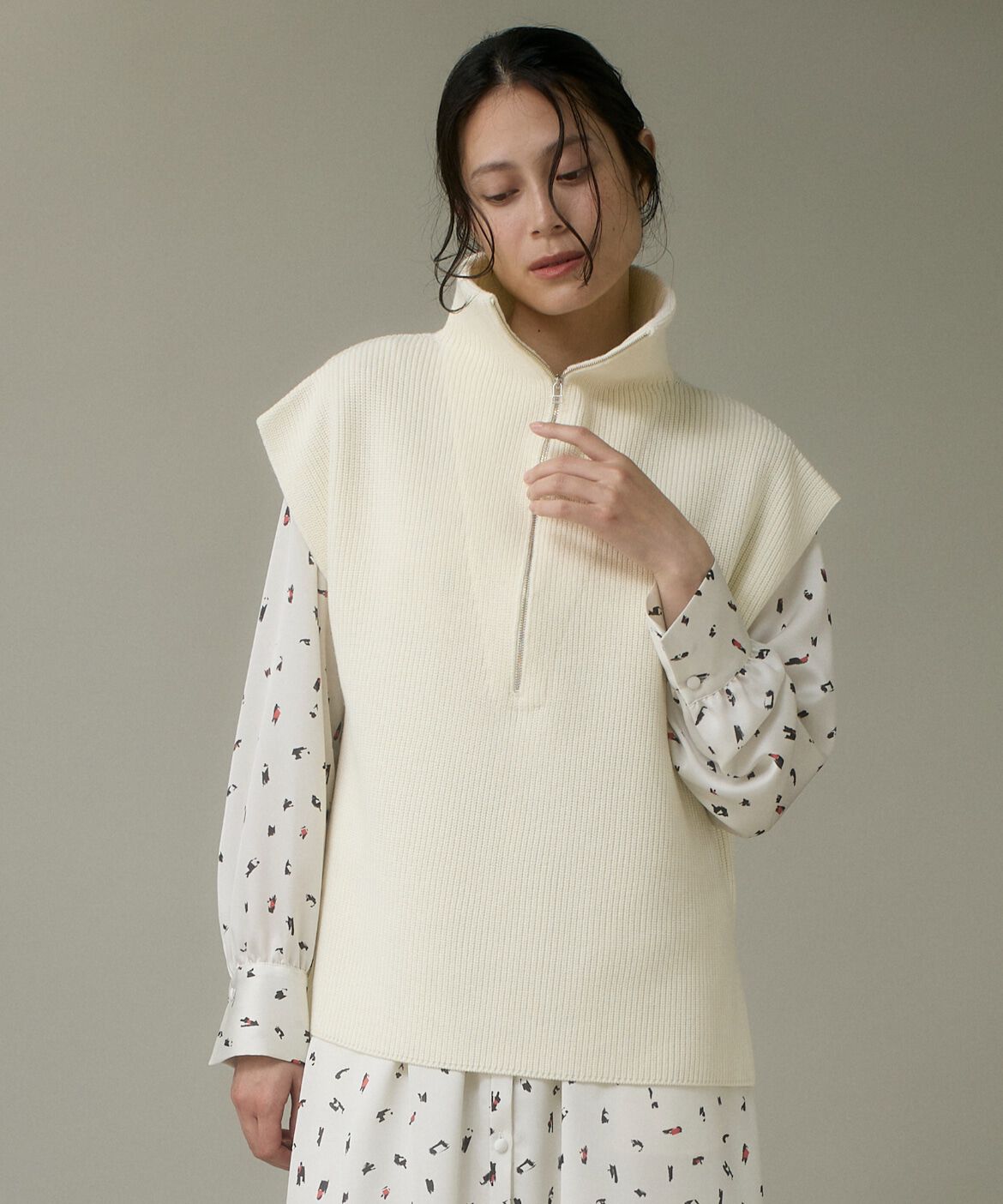 【スーペリアクローゼット/SUPERIOR CLOSET】 ハーフジップニットジレ