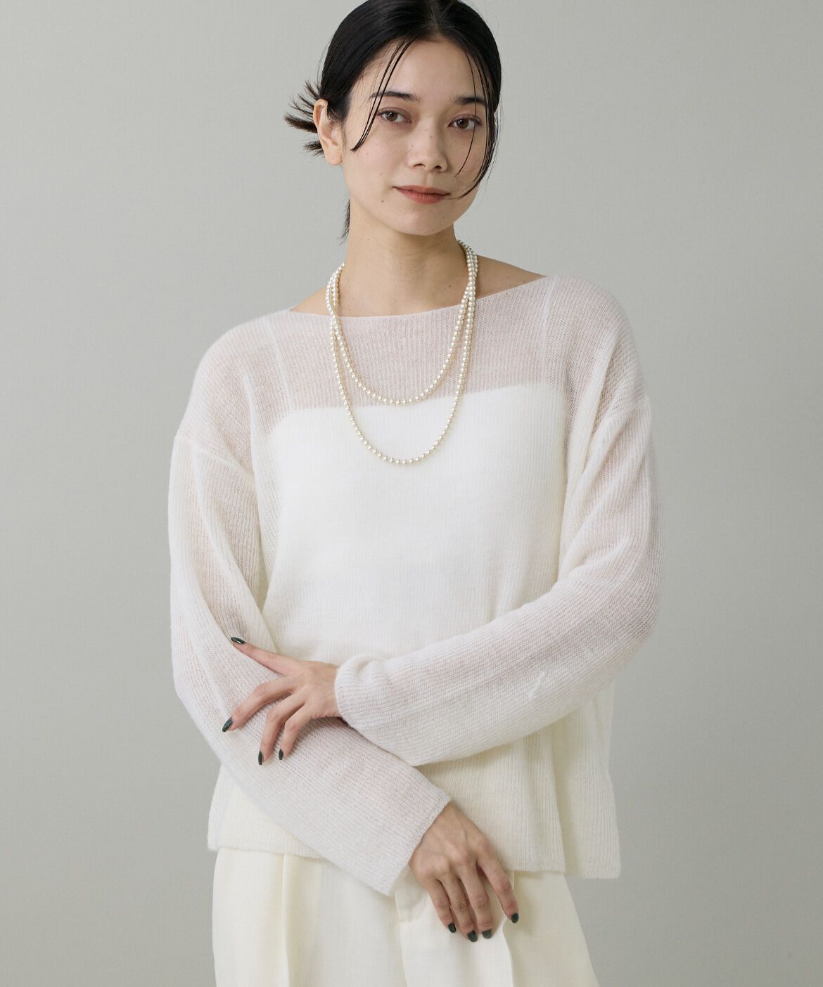 【スーペリアクローゼット/SUPERIOR CLOSET】 《大きいサイズ》アルパカ混 片畦ボートネックプルオーバー