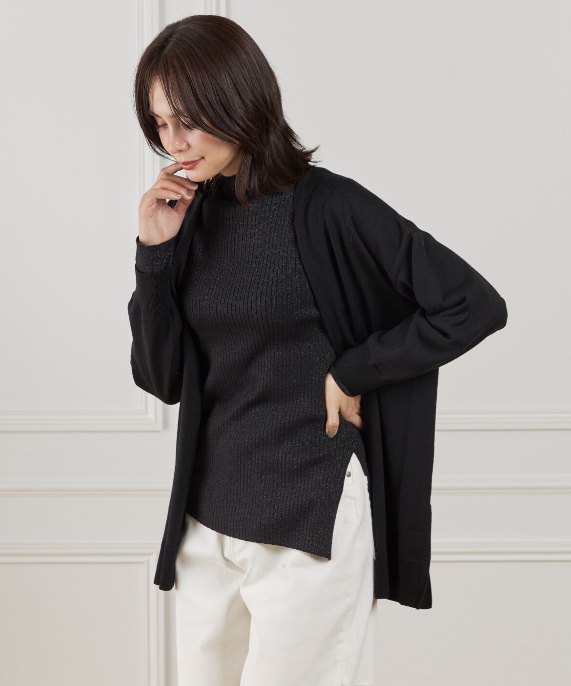 【スーペリアクローゼット/SUPERIOR CLOSET】 ラメハイネックリブニット