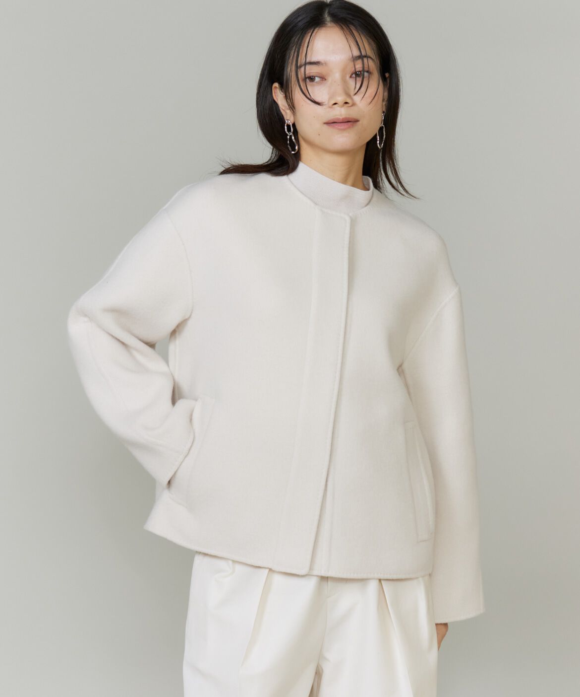 【スーペリアクローゼット/SUPERIOR CLOSET】 《大きいサイズ》ノーカラーショートコート