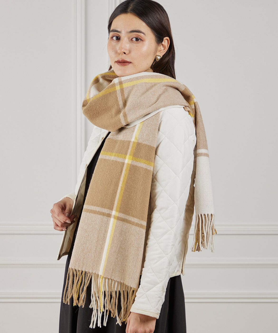 【スーペリアクローゼット/SUPERIOR CLOSET】 チェック柄ウール100%ストール