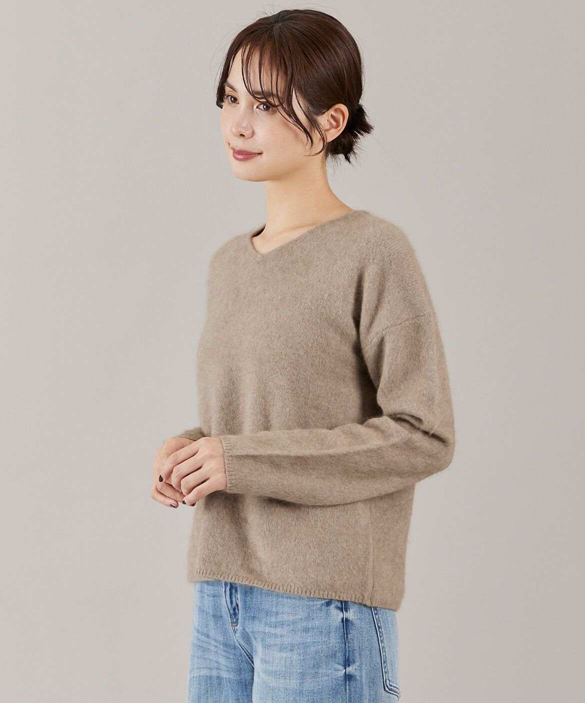 【スーペリアクローゼット/SUPERIOR CLOSET】 《大きいサイズ》チャイニーズラクーンVネックニット