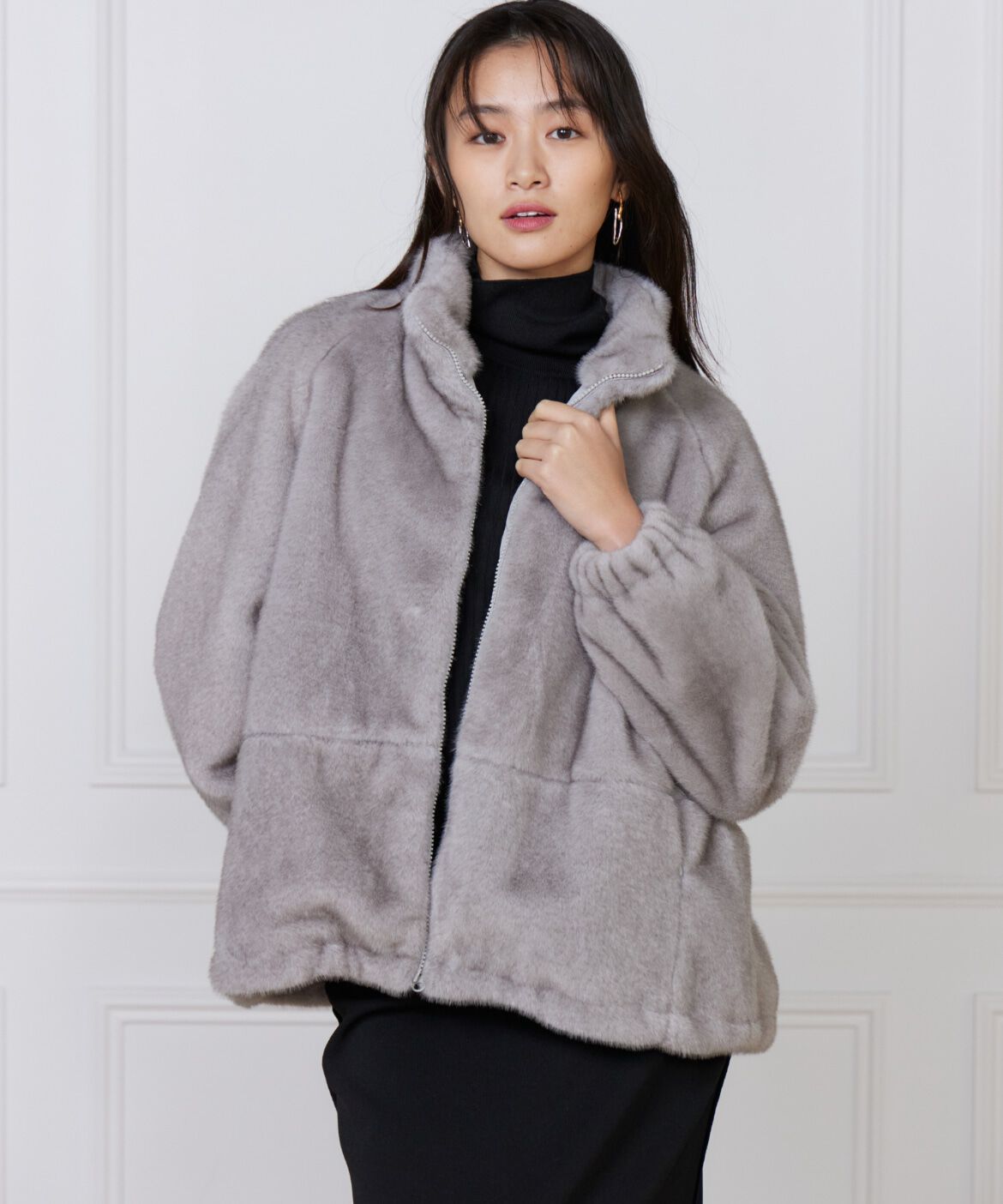 【スーペリアクローゼット/SUPERIOR CLOSET】 《大きいサイズ》フェイクファースタンドブルゾン