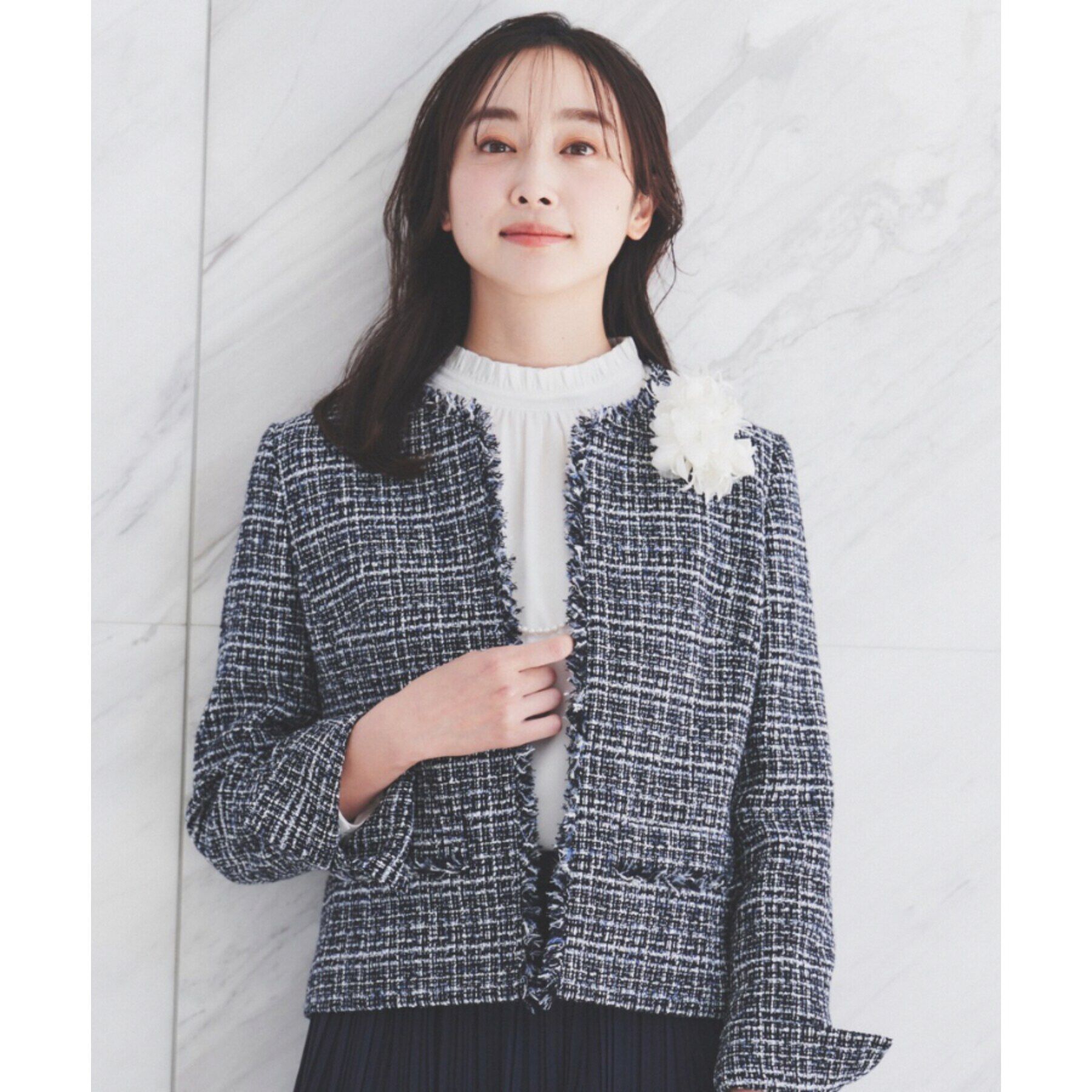 【アンタイトル/UNTITLED】 【入卒/セレモニー/通勤】ラメツイード ノーカラージャケット