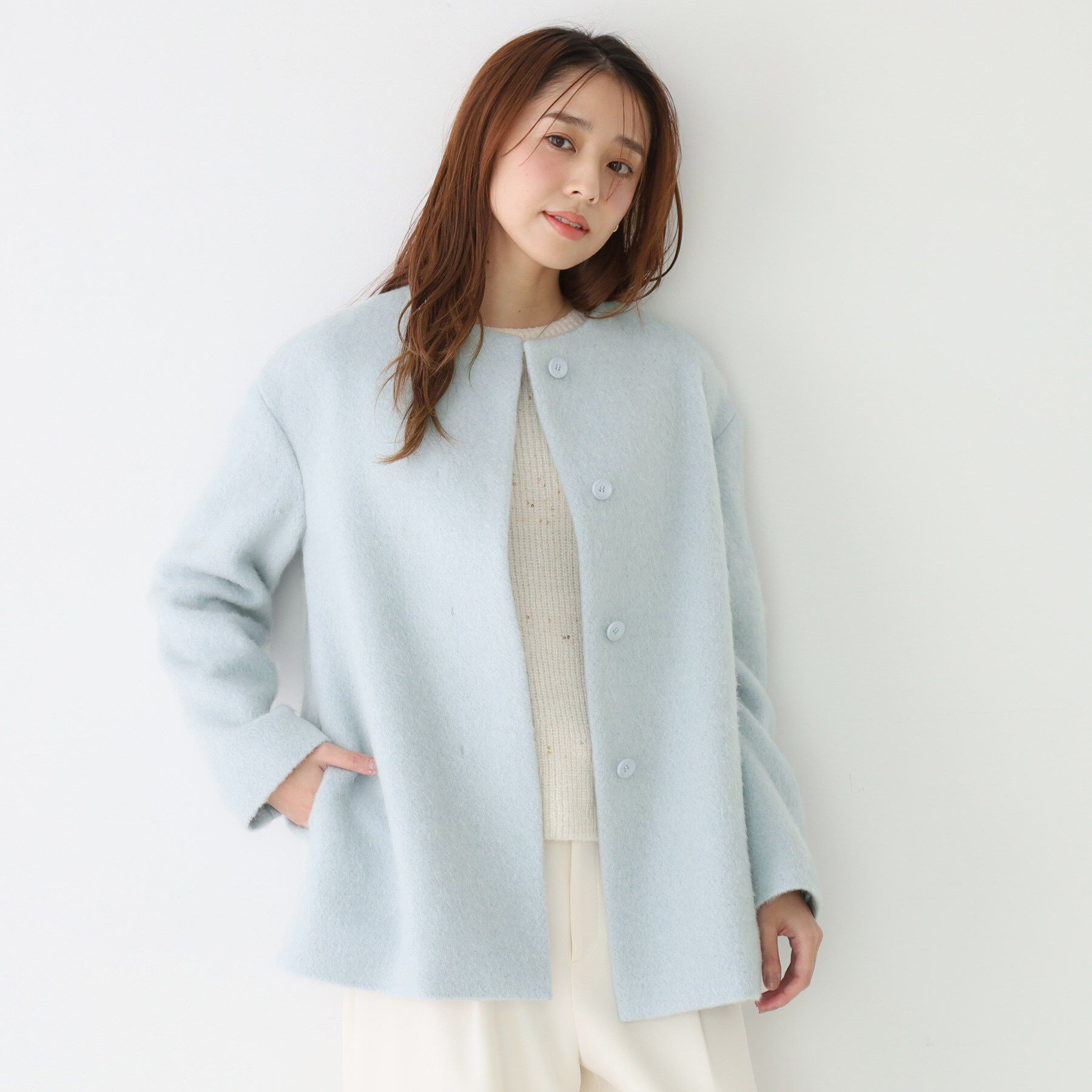 ファッションメンズなら|【クード シャンス/COUP DE CHANCE】 【日本製/モヘヤ混/ヒップ丈】ノーカラーコート