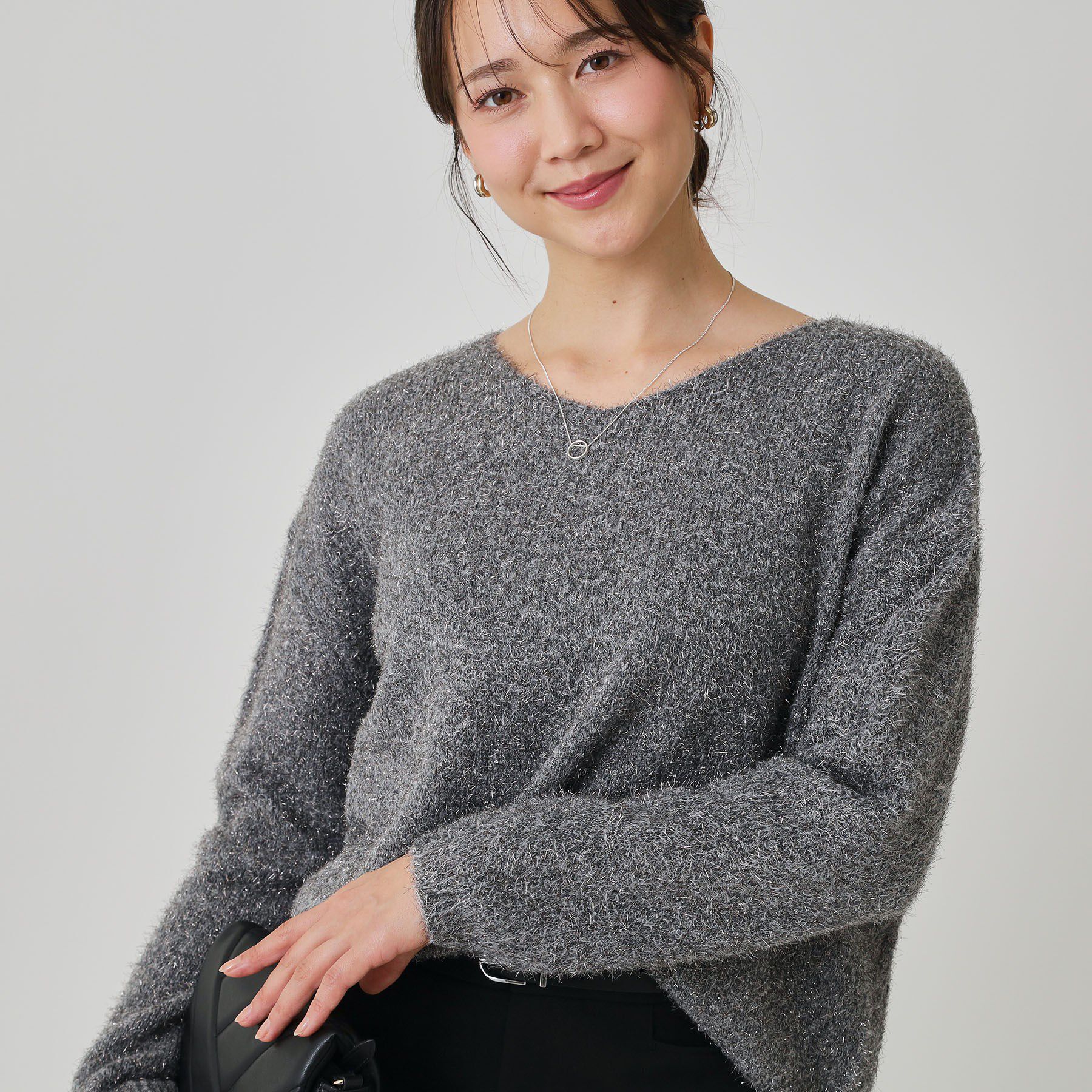 【クード　シャンス/COUP DE CHANCE】 【手洗い可】フェザーラメニットトップス