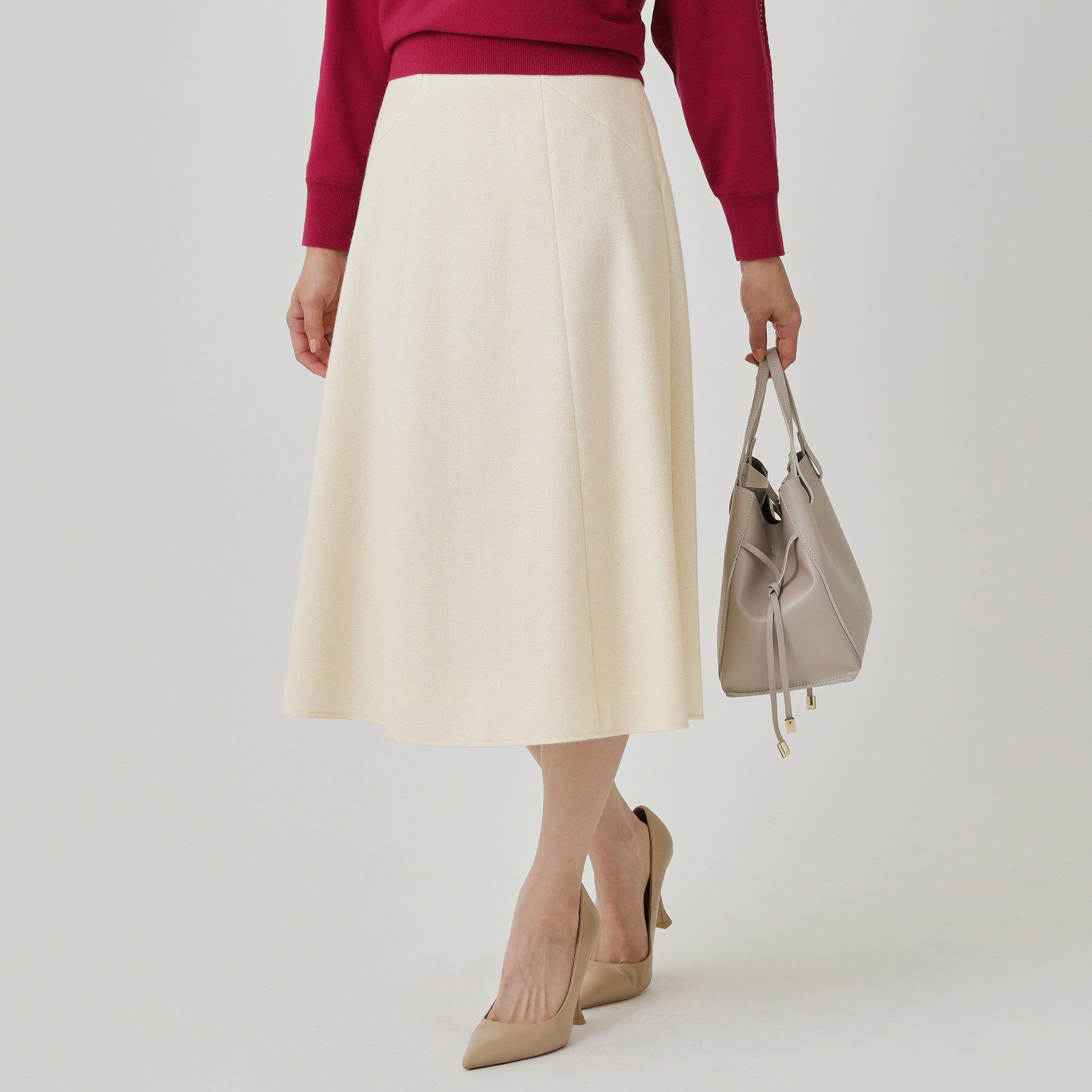 【クード　シャンス/COUP DE CHANCE】 【日本製】ラメ混ツイードフレアースカート