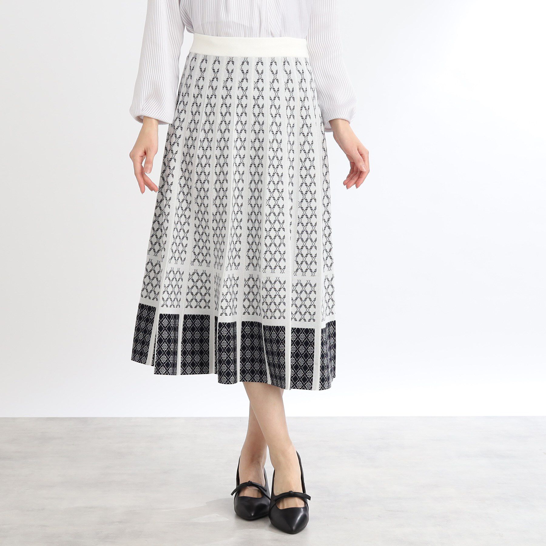 【リフレクト/Reflect】 【WEB限定カラーあり／ウエスト紐調節／セットアップ可】ジャカードスカート