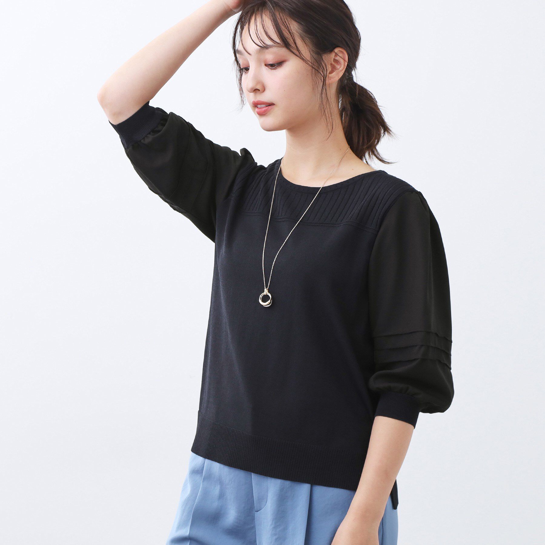 ファッションメンズのイチオシ|【リフレクト/Reflect】 【WEB先行カラーあり/手洗い可】ジョーゼットスリーブ×ニット