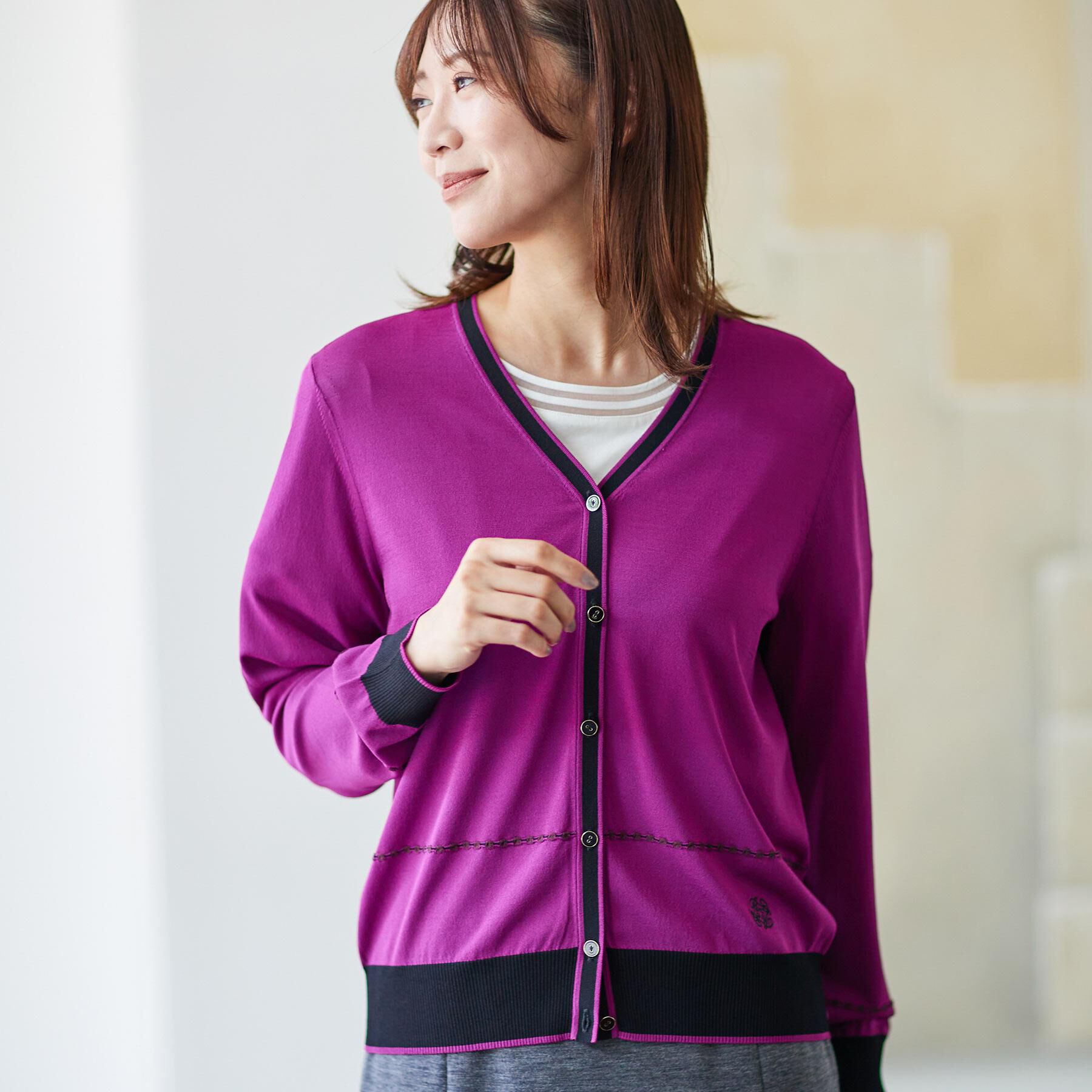 ファッションメンズお薦め|【リフレクト/Reflect】 【WEB先行カラーあり/手洗い可/アンサンブル可】バイカラーカーディガン