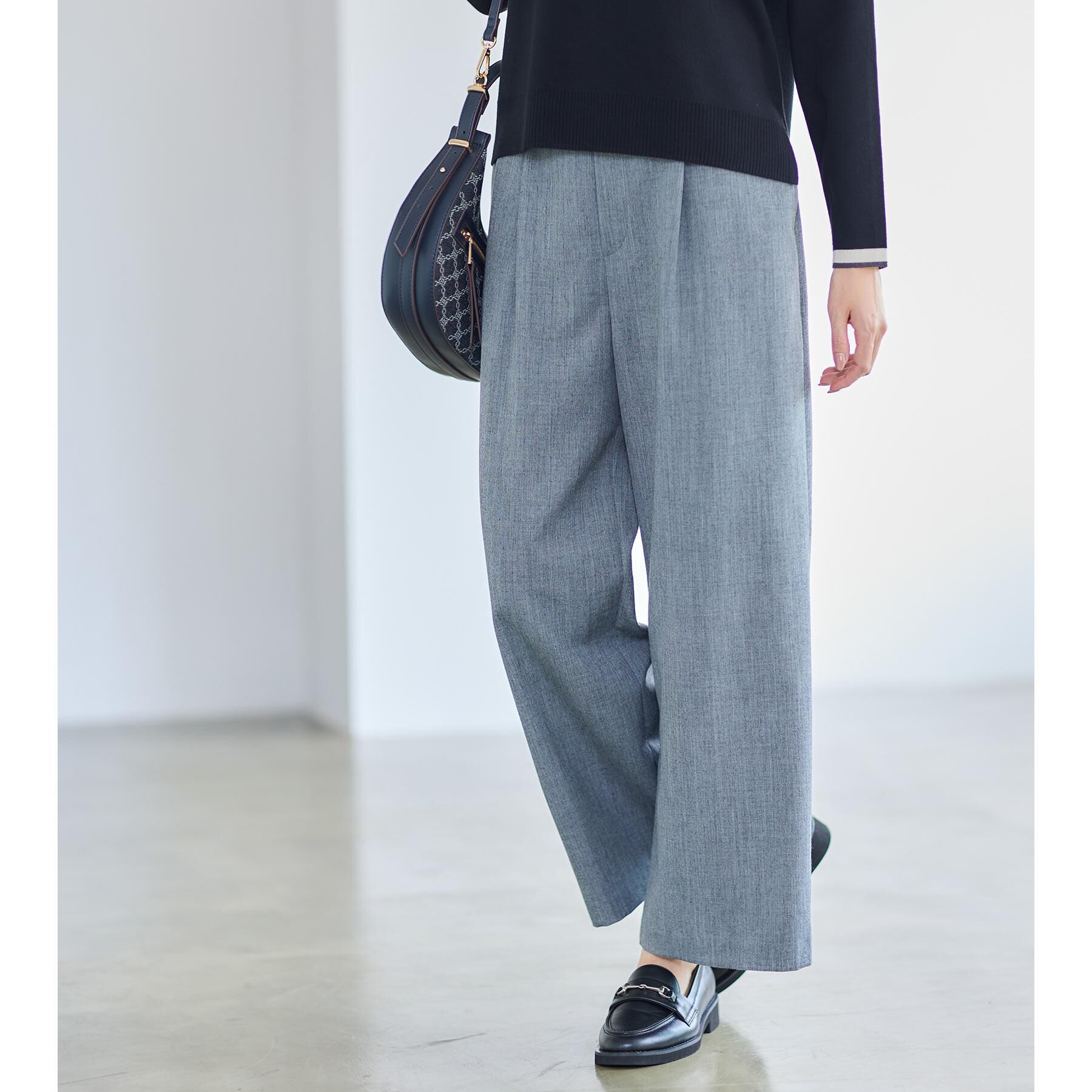 【リフレクト/Reflect】 【すっきりシルエット】ワイドクロップドパンツ