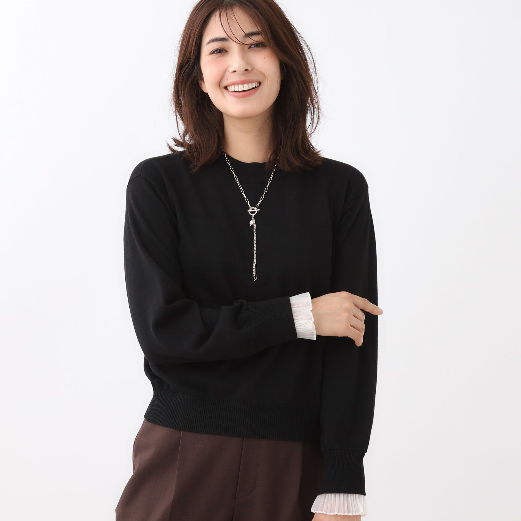 【リフレクト/Reflect】 【秋映え／重ね着風スタイルに◎】フリルプリーツスリーブニット